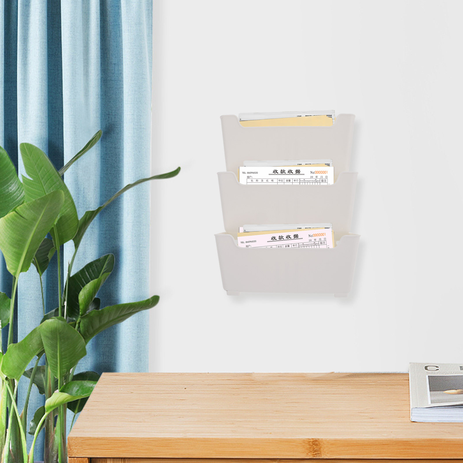 Magazine Holder Rack - 1세트 벽걸이형 파일 정리대, 투명한 디자인,